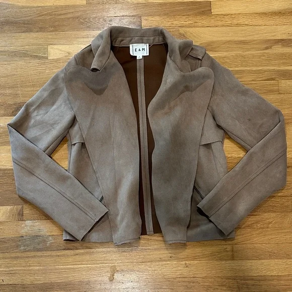 E&M | Women's Tan Suede moto style Jacket - Picture 1 of 13
